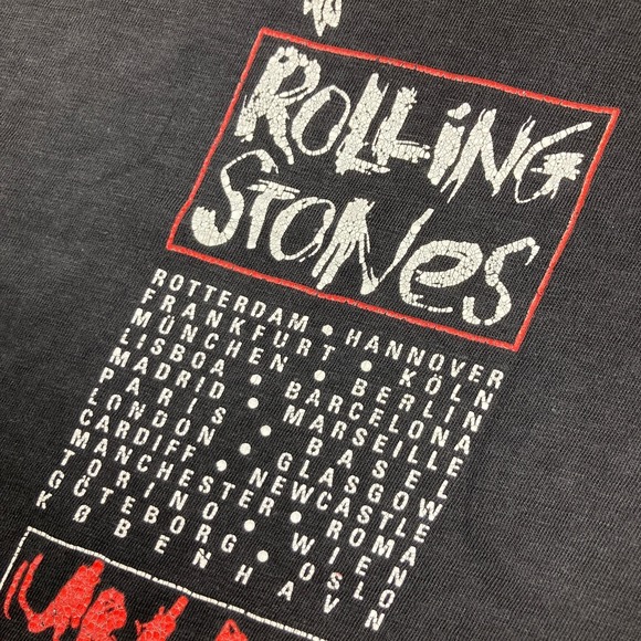 Vintage Rolling Stones Shirt Mens M Black Red 1989 Urban Jungle Europe Tour 80s - Picture 11 of 16